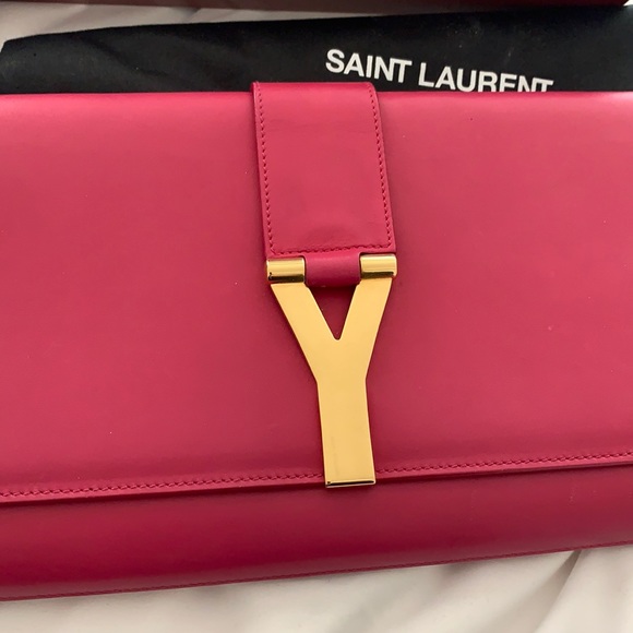 Auth saint laurent fuchsia cocktail party clutch bag with box - Picture 3 of 8